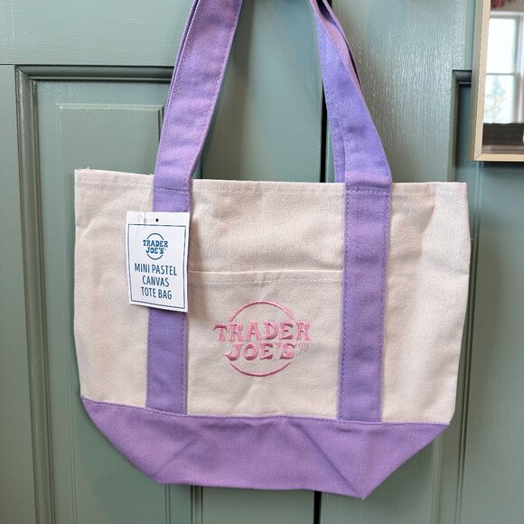 Trader Joe's Mini Pastel Tote Bag Purple *NWT* - Picture 1 of 2